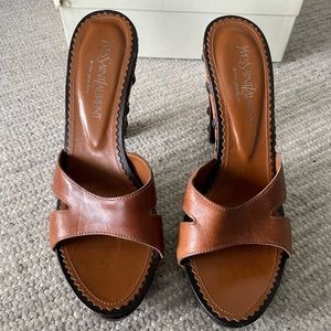 YSL Brown Leather Mule